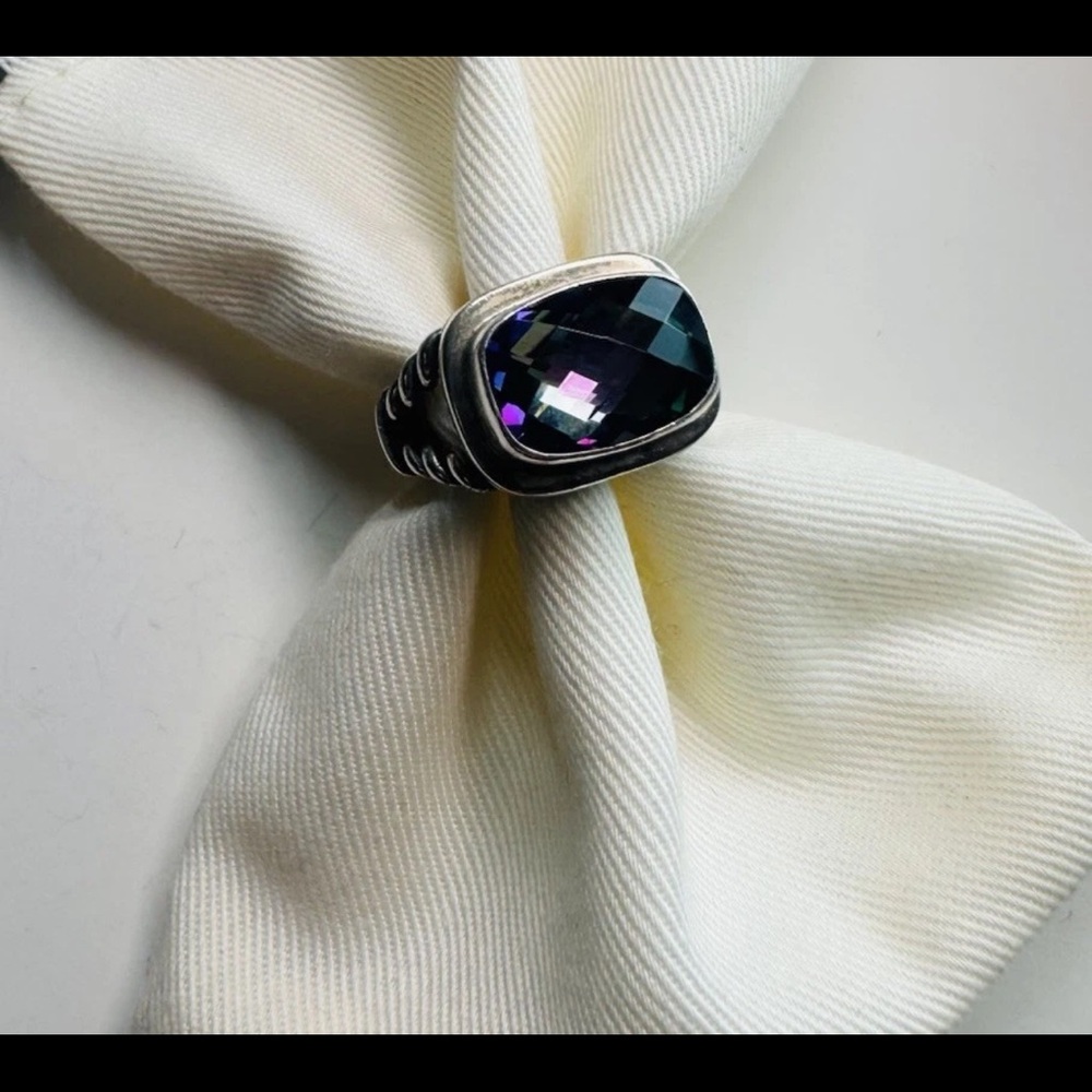 Navajo Sterling Mystic Topaz Ring - Size 8 - Handcrafted Southwestern Jewelry